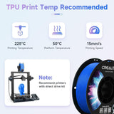Creality 95A TPU Filament 1.75mm - Flexible & Durable 3D Printing Filament, Elastic & Soft Thermoplastic Polyurethane, 1kg/2.2lbs Spool, High-Speed Printing, Compatible with FDM Printers - Blue