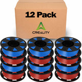 Creality Ender PLA Filament 1.75mm 12 Roll Bundle  - 6 Red Roll & 6 Blue Roll – No-Tangle, Eco-Friendly, Strong Bonding, Universal 3D Printer Fit