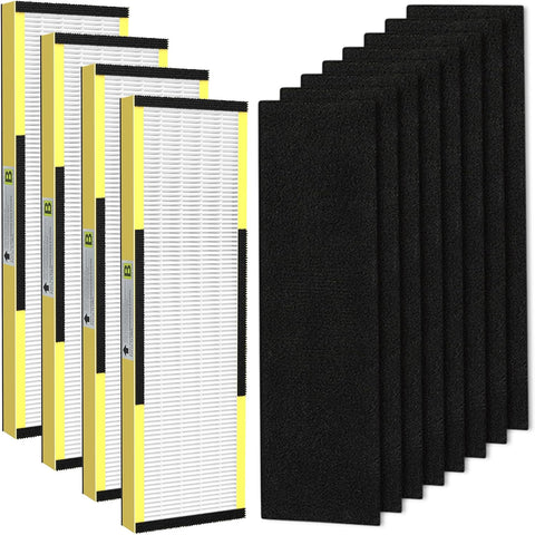Jaspertronics FLT4825-Filter Air Purifier Replacement Filter 4 HEPA filters + 8