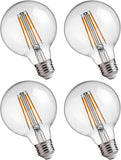 Jaspertronics™ G25 LED Globe Edison Light Bulbs - 2700K Soft White, Dimmable, 4.5W (40W Equivalent), 300LM, E26 Base, Clear Glass, CRI80, Energy-Efficient Accent Lighting for Indoor Fixtures - 4 Pack
