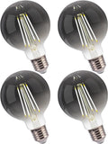 Jaspertronics™ G25 Dimmable Globe LED Edison Bulbs - 5000K Daylight, Smoky Grey Glass, 4.5W (40W Equivalent), 160LM, E26 Base, CRI90+, Energy-Efficient Decorative Lighting for Home & Commercial Use - 4 Pack