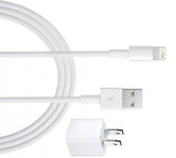 Jaspertronics™ Six Foot Long Length (2M) 8 Pin Connector to USB Charging Cable & Wall Block Combo Pack compatible with select iOS devices and Apple smartphones