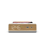 NonStop Station W 6.5" Digital Alarm Clock w/ 10W Qi Wireless Charging, USB‑C + USB‑A, Warm Walnut - NSW2‑WW