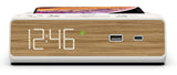 NonStop Station W 6.5" Digital Alarm Clock w/ 10W Qi Wireless Charging, USB‑C + USB‑A, Warm Walnut - NSW2‑WW