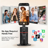 Jaspertronics™ Auto Face Tracking Tripod 360° Rotating Auto Tracking Phone Stand, No App, Phone Camera Stand with Remote and Gesture Control, Rechargeable Smart Shooting Stand for Live Video Recording Tiktok (P02)