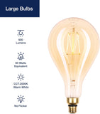 Jaspertronics™ LED Large Decorative Pendant Light Bulbs 60W Equivalent, Dimmable LED Oversized Bulbs with Amber Glass, 2000K Warm White, 7W, 600LM, E26 Base, PS160/PS52