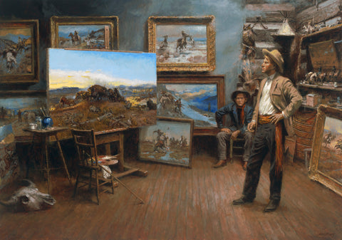 Russell Paints a Masterpiece by Andy Thomas - Paper Giclee Limited Edition Signed & Numbered 500 - 20 x 30