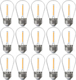 Jaspertronics™ 15-Pack Outdoor S14 LED Replacement Bulbs - 2200K Warm White, Shatterproof, Waterproof, E26 Base, Energy-Efficient for Patio, Garden, Bistro & Decorative String Lights