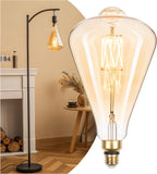 Jaspertronics™ Vintage Oversized LED Edison Bulbs 60W Equivalent, Decorative Dimmable LED M-Type Filaments Bulbs with Amber Glass, 2000K Warm White, E26 Base, 7W, 600LM, ST164