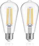 Jaspertronics™ Dusk to Dawn Outdoor Sensor ST19 LED Light Bulb, 8W (100W Eqv.), 1400LM,Vintage Filament E26 Base, Auto On/Off Photocell Automatic for Energy-Efficient Outdoor Lighting, 2700K Soft White, 2Pack