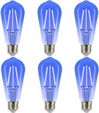 Jaspertronics™ ST19/ST58 Vintage LED Edison Bulbs - 2700K Blue LED Filaments, Decorative String Light Bulbs, 2W (25W Equivalent), E26 Base, Energy-Efficient, Non-Dimmable, Perfect for Indoor Use - 6 Pack