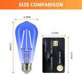 Jaspertronics™ ST19/ST58 Vintage LED Edison Bulbs - 2700K Blue LED Filaments, Decorative String Light Bulbs, 2W (25W Equivalent), E26 Base, Energy-Efficient, Non-Dimmable, Perfect for Indoor Use - 6 Pack