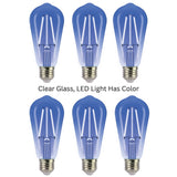 Jaspertronics™ ST19/ST58 Vintage LED Edison Bulbs - 2700K Blue LED Filaments, Decorative String Light Bulbs, 2W (25W Equivalent), E26 Base, Energy-Efficient, Non-Dimmable, Perfect for Indoor Use - 6 Pack