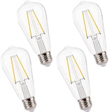Jaspertronics™ ST19 LED Edison Bulbs for String Lights - 2700K Soft White, 2W (25W Equivalent), 180LM, E26 Base, Non-Dimmable, Energy-Efficient Outdoor Lighting for Patio, Garden, Gazebos & Events - 4 Pack