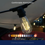 Jaspertronics™ ST19 LED Edison Bulbs for String Lights - 2700K Soft White, 2W (25W Equivalent), 180LM, E26 Base, Non-Dimmable, Energy-Efficient Outdoor Lighting for Patio, Garden, Gazebos & Events - 4 Pack