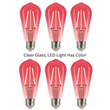 Jaspertronics™ ST19/ST58 Vintage LED Edison Bulbs - 2700K Red LED Filaments, Decorative String Light Bulbs, 2W (25W Equivalent), E26 Base, Energy-Efficient, Non-Dimmable, 6 Pack