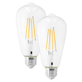 Jaspertronics™ Dusk to Dawn Outdoor Sensor ST19 LED Light Bulb, 8W (100W Eqv.), 1400LM,Vintage Filament E26 Base, Auto On/Off Photocell Automatic for Energy-Efficient Outdoor Lighting, 2700K Warm White, 2Pack