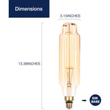 Jaspertronics™ Vintage Large LED Edison Bulbs 40W Equivalent, Decorative Dimmable Tube LED Bulbs with Amber Glass, 2000K Warm White, E26 Base, 7W 400LM, 82 High CRI, TT80/T24