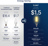 Jaspertronics™ 60W Equivalent Candelabra LED Bulbs - Dimmable T6/T25 LED Light Bulbs, 2700K Soft White, 5.5W (500LM), E12 Base, CRI82, Energy-Efficient Lighting for Chandeliers & Indoor Fixtures - 6 Pack