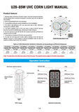 Jaspertronics™ 85W 254nm Germicidal UVC Corn Light with Wireless Control & Microwave Sensor