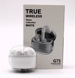 Jaspertronics™ G75 True Wireless HiFi Earphones: Noise-Reducing, Waterproof TWS Stereo with Built-in Microphone-White