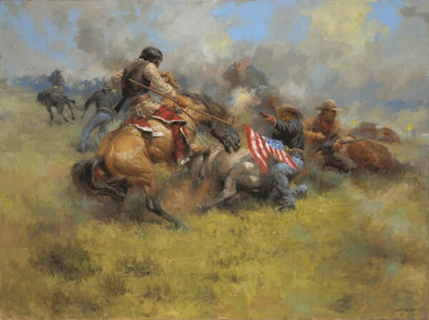 Yellow Nose Counts Coup at Little Big Horn by Andy Thomas - Canvas Giclee Limited Edition Signed & Numbered 500 - 24 x 32