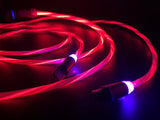 Jaspertronics™ Flowing LED Charging Cables with 3 Quick Disconnect Magnetic Tips for Smart Phones, Tablets, and More!