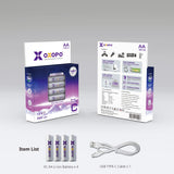 OXOPO XC Series USB Type-C Rechargeable AA Li-ion Battery (4-Pack)